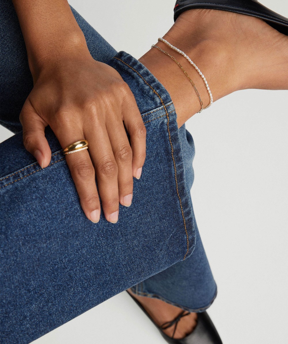 Mejuri Micro Pearl Anklet - 14k Yellow Gold Canada Store