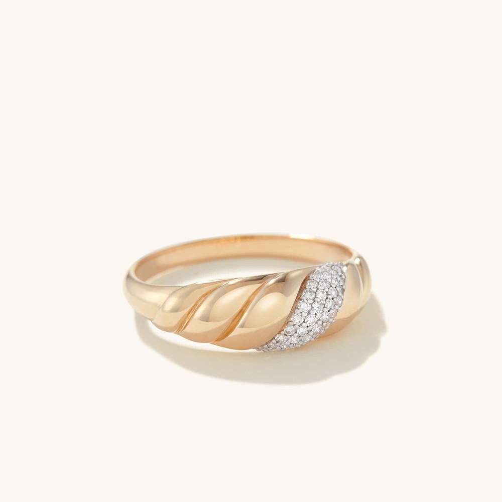 Mejuri Pavﾨﾦ Diamond Croissant D?me Ring - 14k Yellow Gold Canada Store