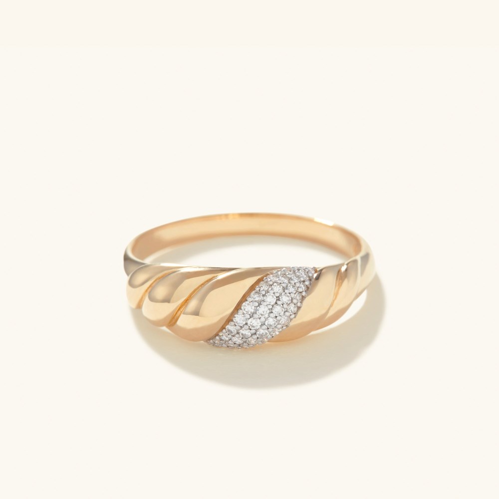 Mejuri Pavﾨﾦ Diamond Croissant D?me Ring - 14k Yellow Gold Canada Store