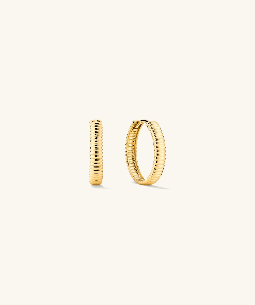 Mejuri Bold Texture Medium Hoops - 14k Yellow Salmon Gold Canada Store