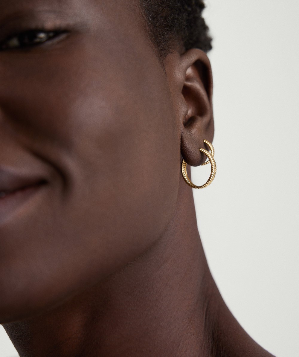 Mejuri Bold Texture Medium Hoops - 14k Yellow Salmon Gold Canada Store