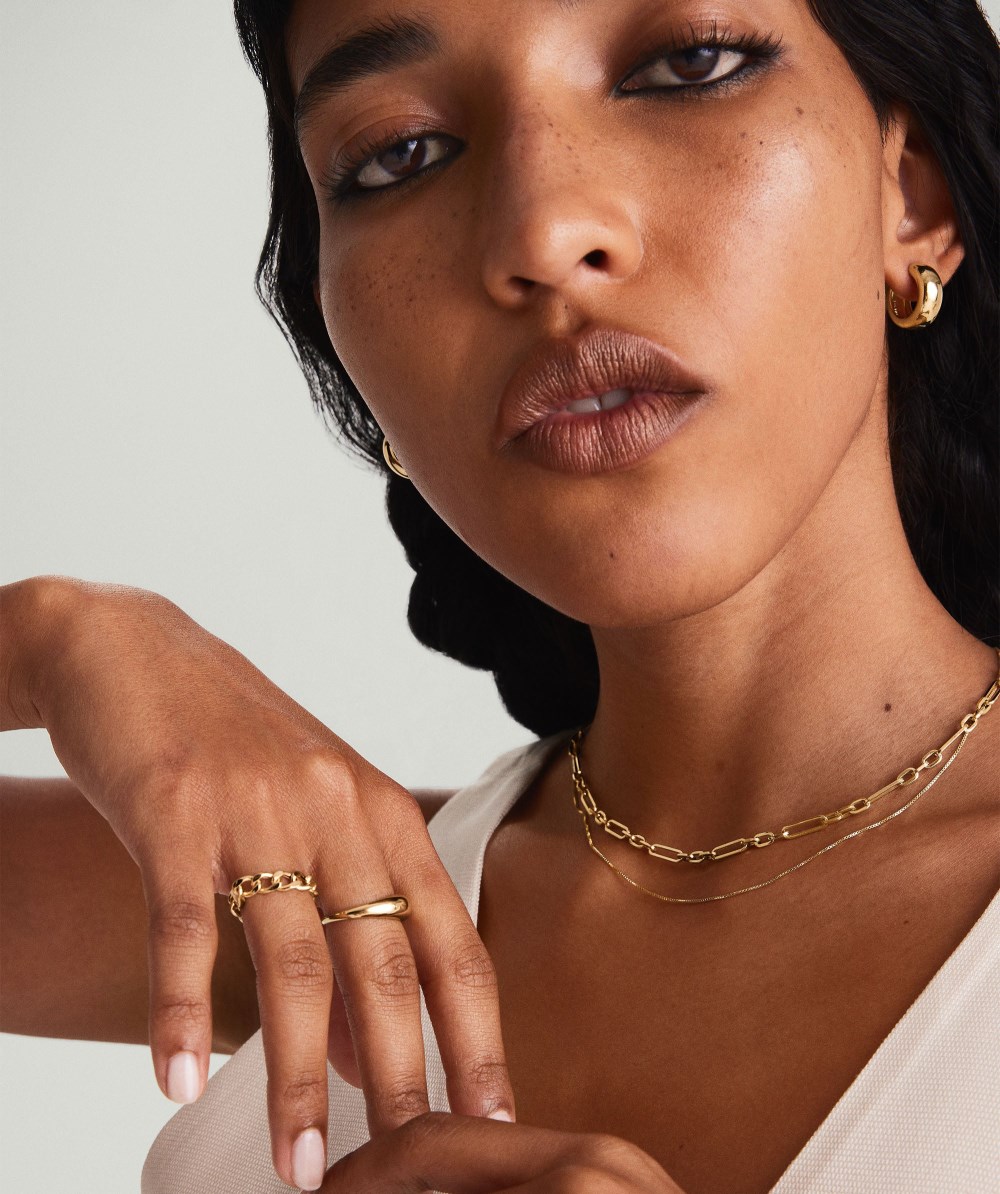 Mejuri Triple Link Paperclip Chain Charm Necklace - 14k Yellow Gold Canada Store