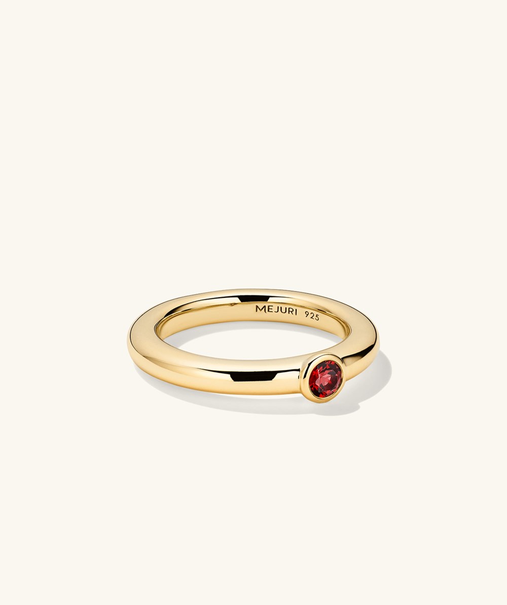 Mejuri Round Gemstone Stacker Ring - Gold Vermeil Canada Store
