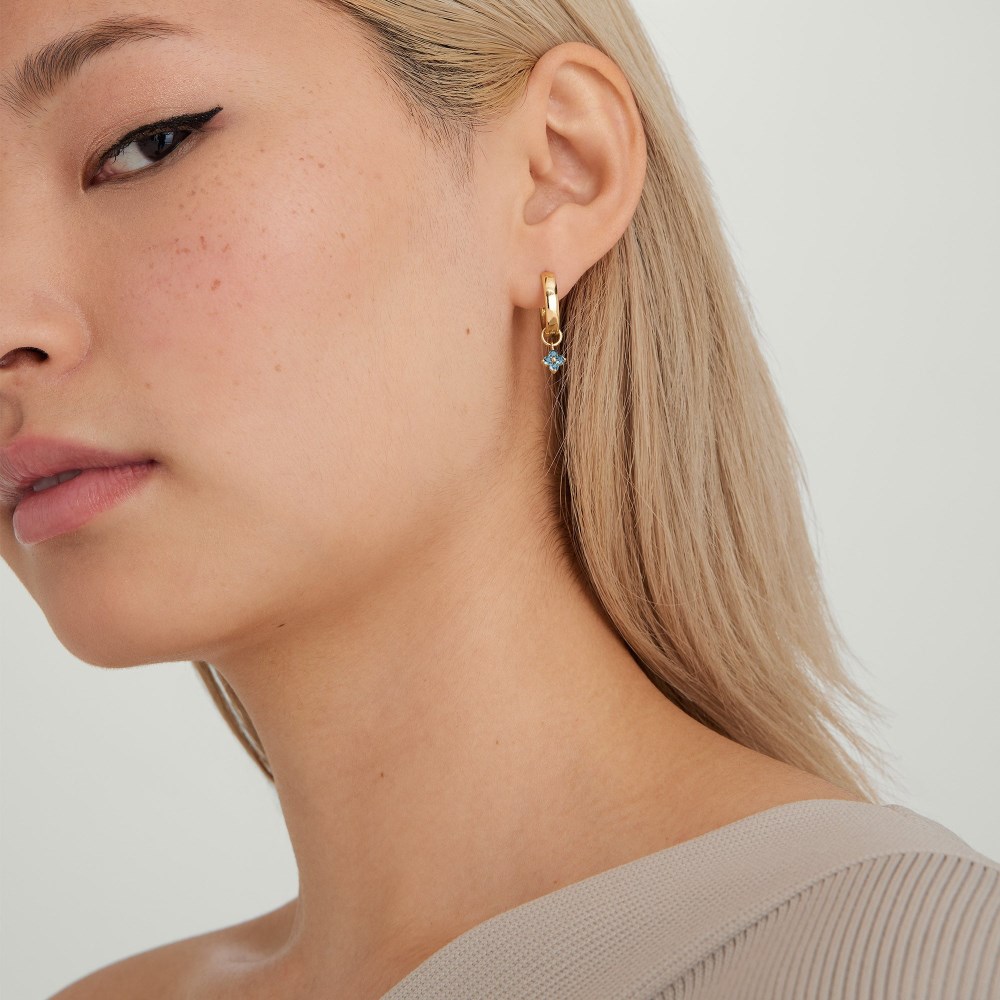 Mejuri Single Gemstone Cluster Hoop Charm - 14k Yellow Gold Canada Store