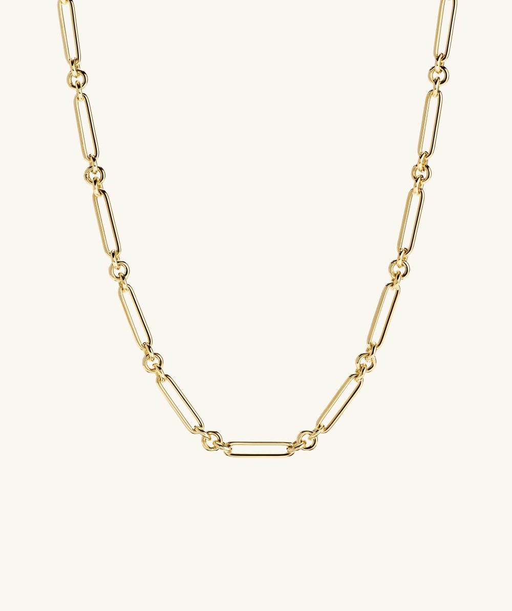 Mejuri Mixed Link Paperclip Chain Charm Necklace - 14k Yellow Gold Canada Store