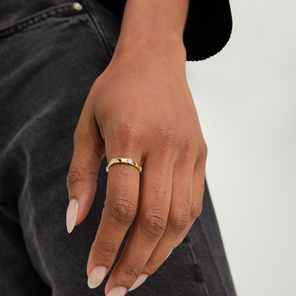 Mejuri Angled Diamond Station Ring - 14k Yellow Gold Canada Store