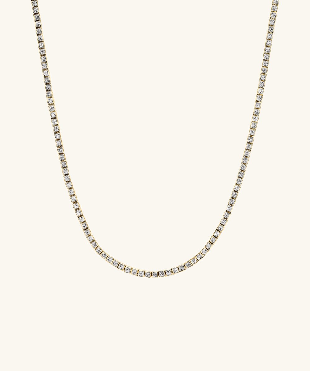 Mejuri Square Micro-Pavﾨﾦ Diamond Tennis Necklace - 14k Yellow Gold Canada Store