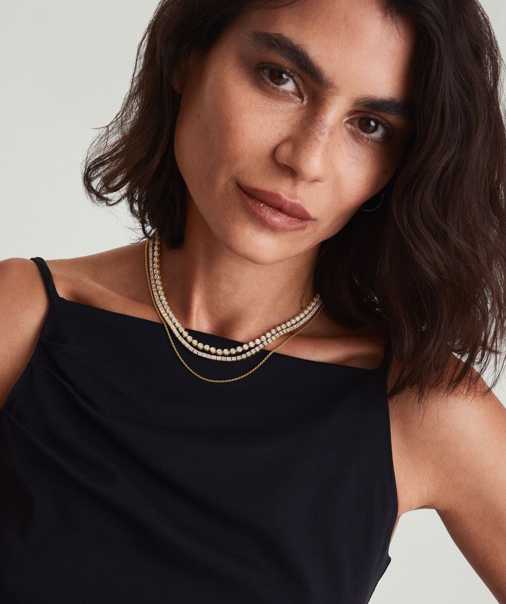 Mejuri Square Micro-Pavﾨﾦ Diamond Tennis Necklace - 14k Yellow Gold Canada Store