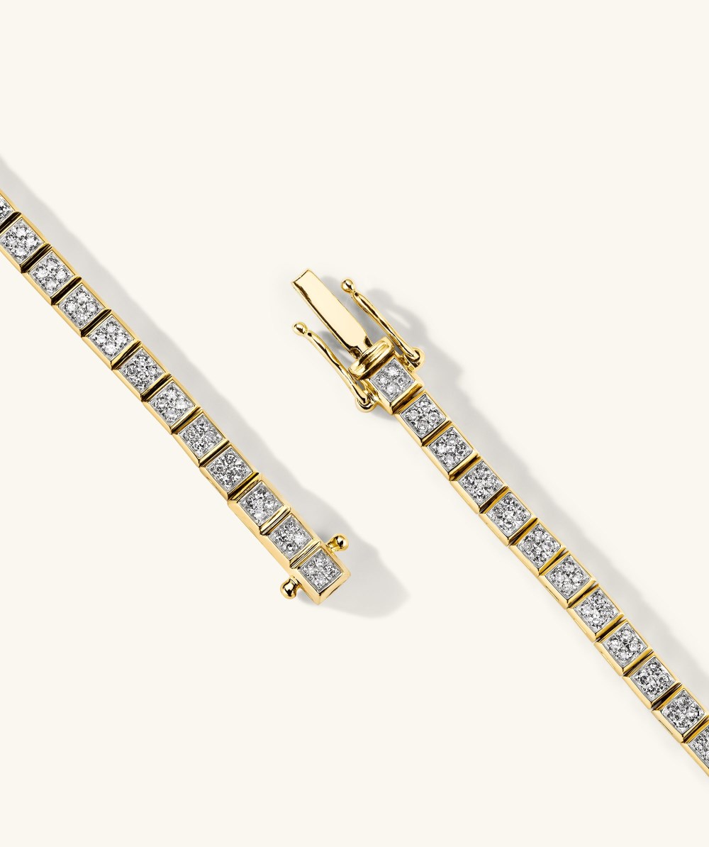 Mejuri Square Micro-Pavﾨﾦ Diamond Tennis Necklace - 14k Yellow Gold Canada Store