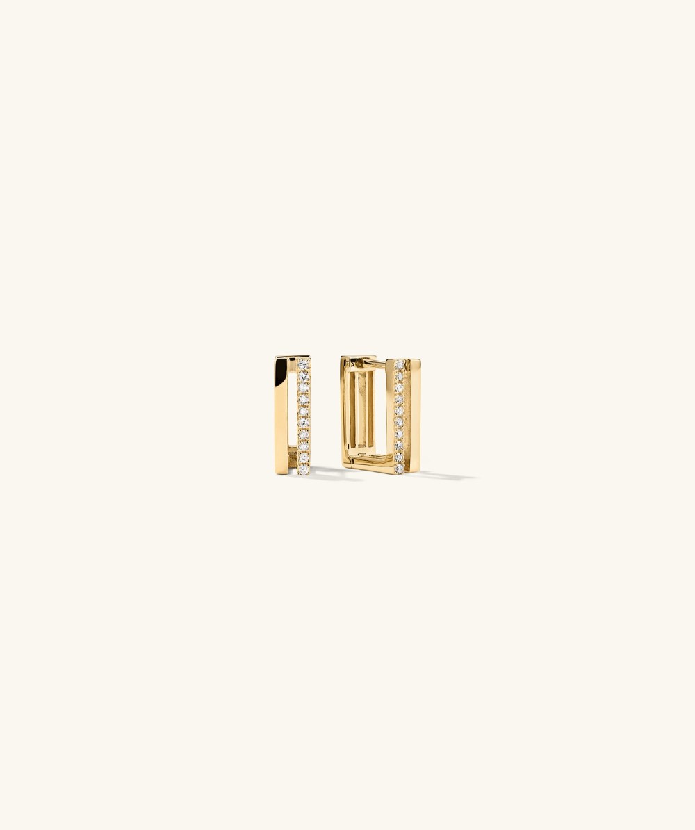 Mejuri Block Pavﾨﾦ Diamond Duo Hoops - 14k Yellow Gold Canada Store