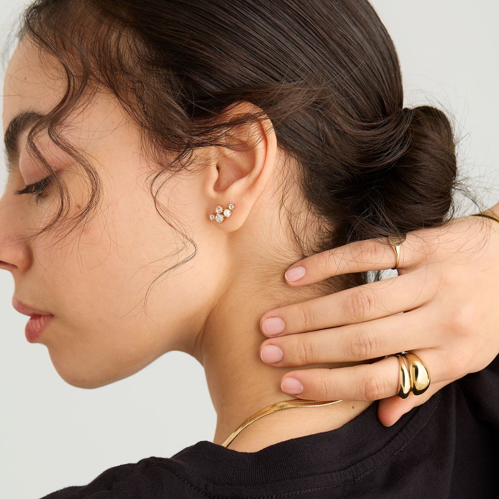 Mejuri Mini Pearl Topaz Climber Studs - Gold Vermeil Canada Store