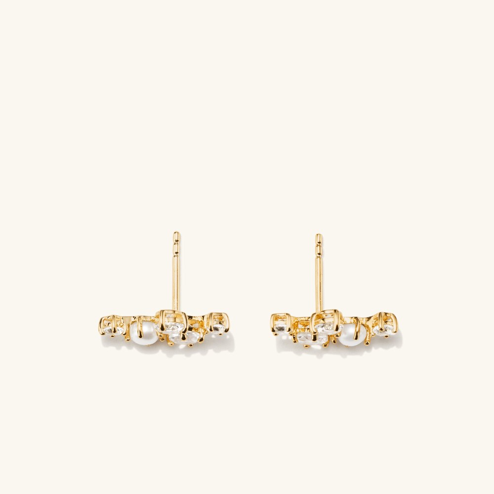 Mejuri Mini Pearl Topaz Climber Studs - Gold Vermeil Canada Store