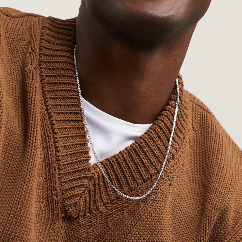 Mejuri Square Box Chain Necklace - Sterling Silver Canada Store