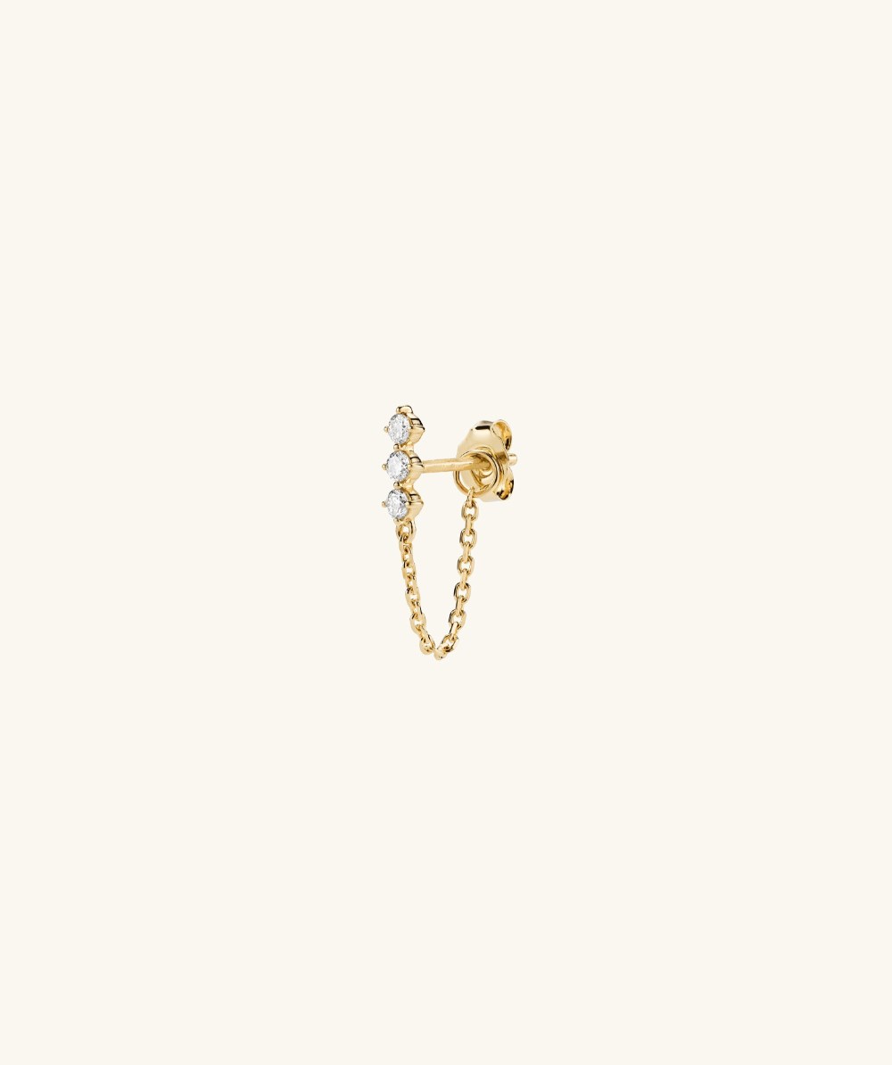 Mejuri Single Diamond Trio Chain Stud - 14k Yellow Gold Canada Store