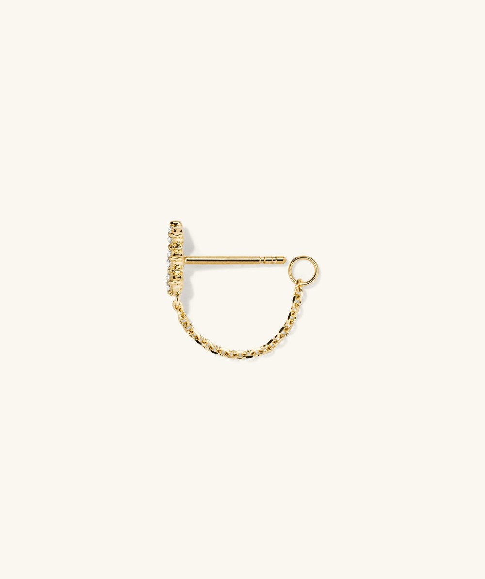 Mejuri Single Diamond Trio Chain Stud - 14k Yellow Gold Canada Store