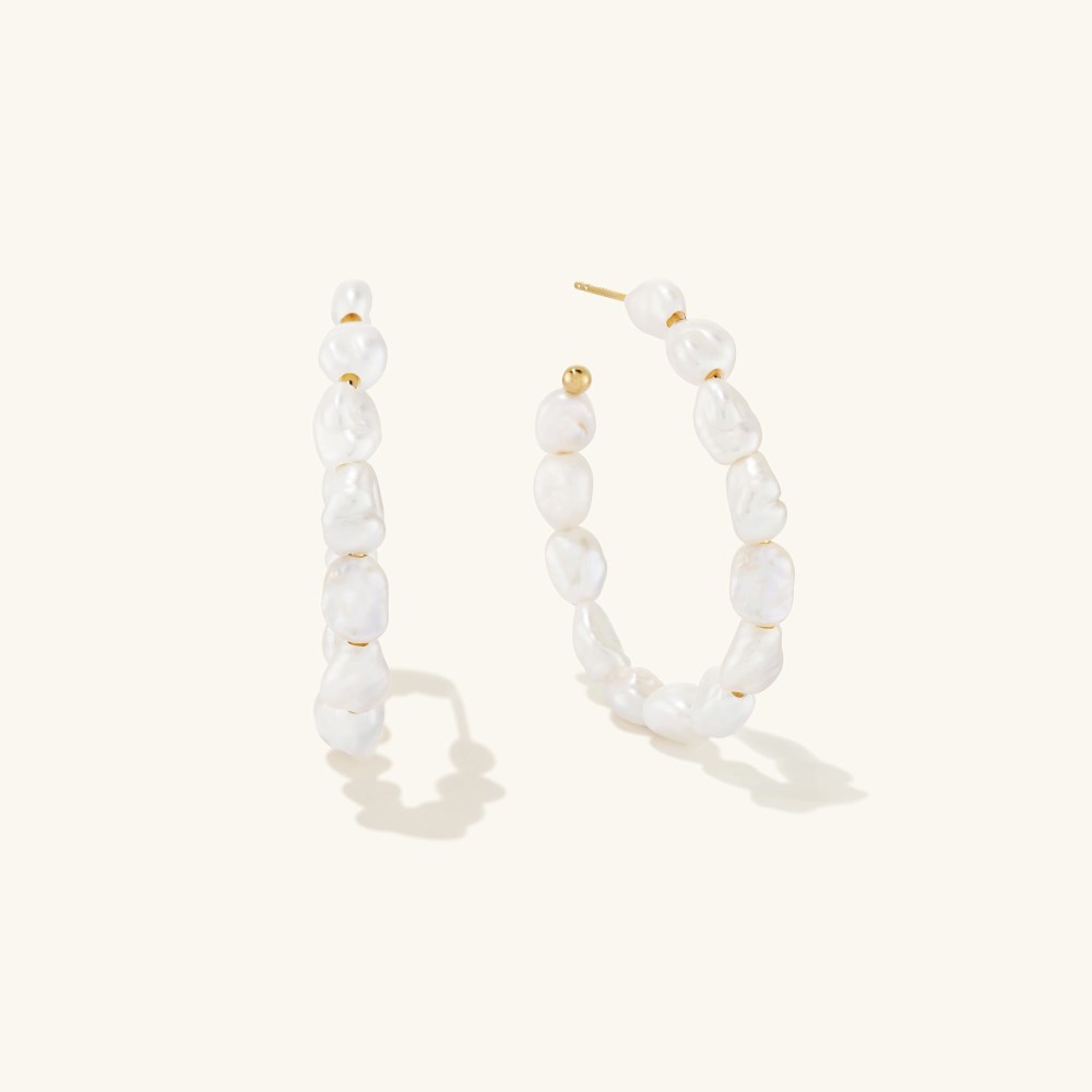 Mejuri Bold Pearl Hoop Earrings - Gold Vermeil Canada Store