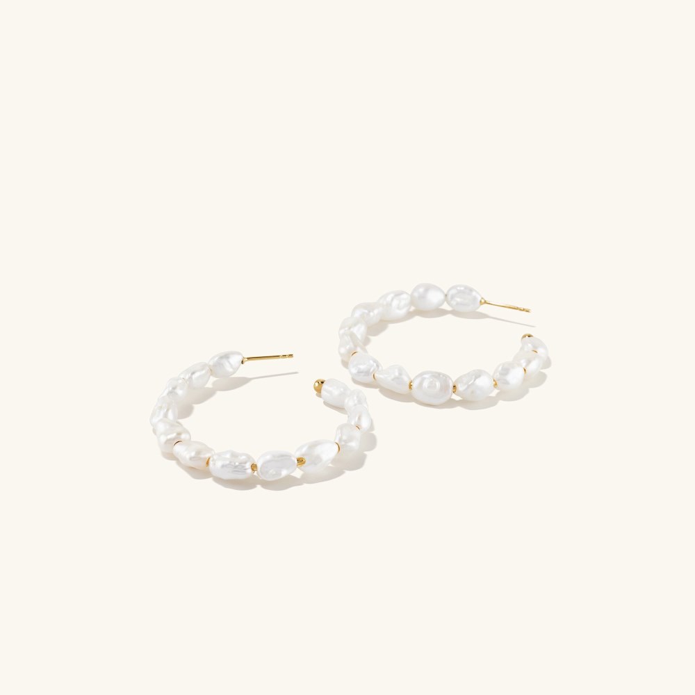 Mejuri Bold Pearl Hoop Earrings - Gold Vermeil Canada Store