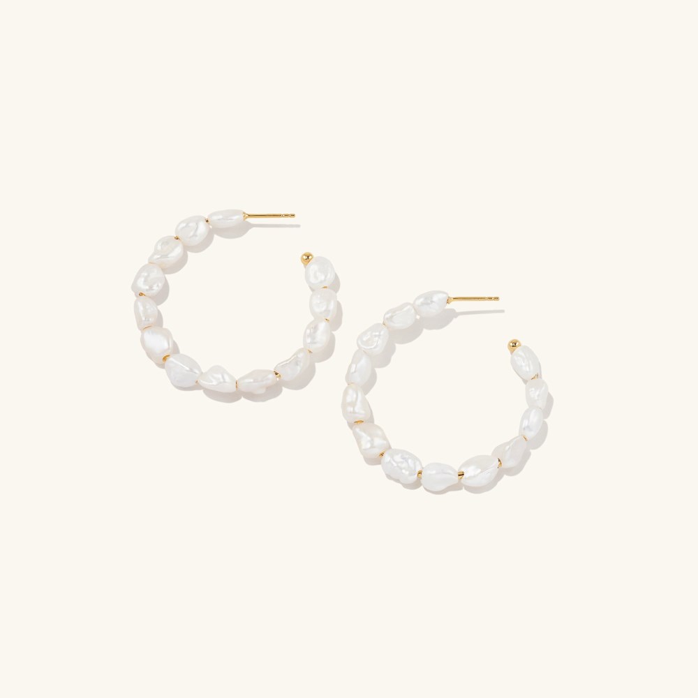 Mejuri Bold Pearl Hoop Earrings - Gold Vermeil Canada Store