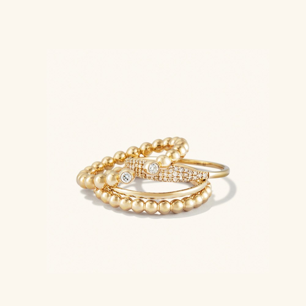 Mejuri Bold Beaded Diamond Open Ring - 14k Yellow Gold Canada Store