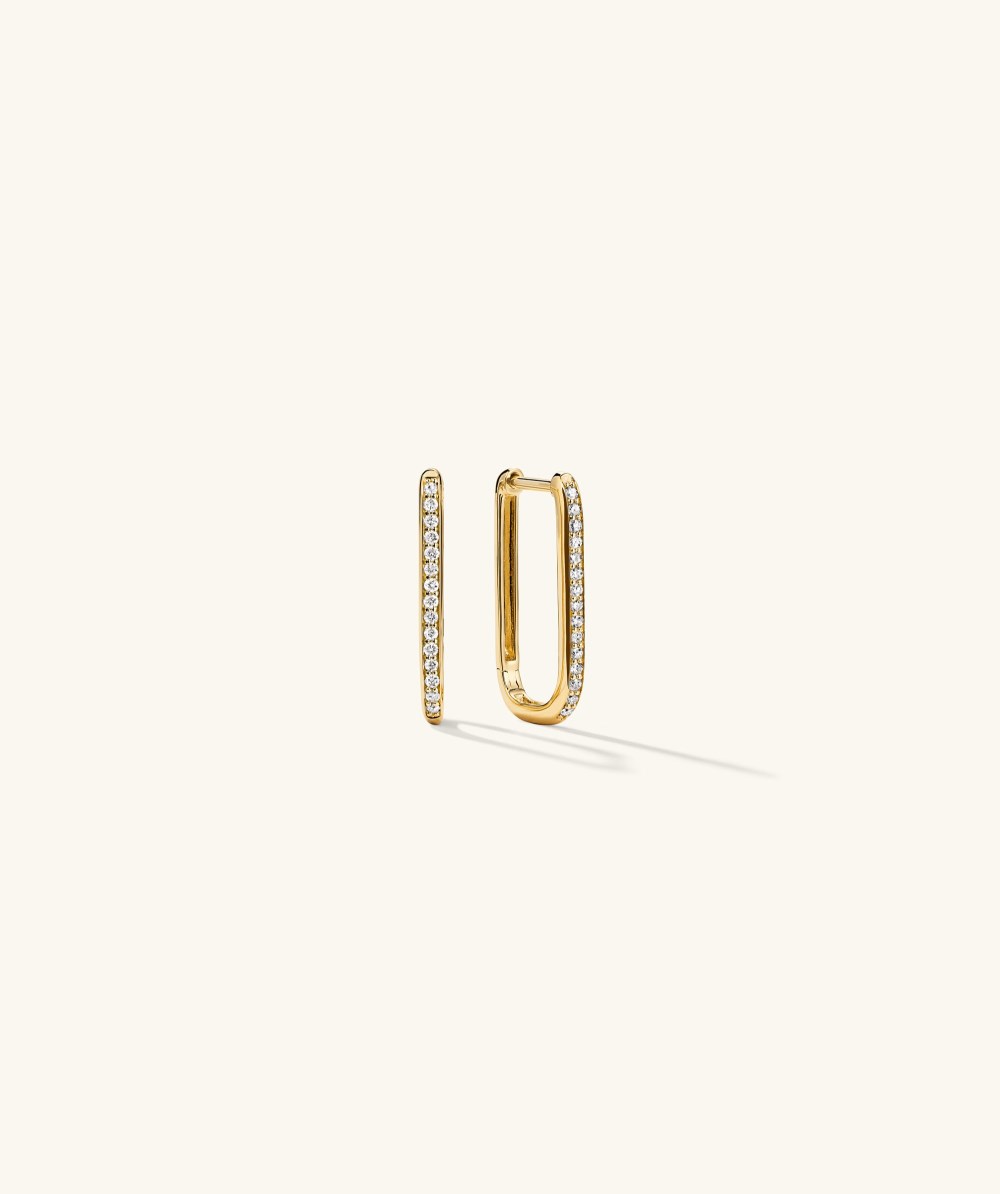 Mejuri Pave Diamond Medium U Hoops - 14k Yellow Gold Canada Store
