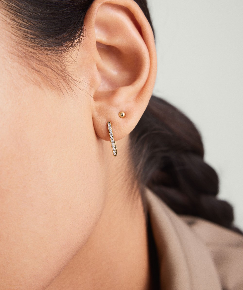 Mejuri Pave Diamond Medium U Hoops - 14k Yellow Gold Canada Store