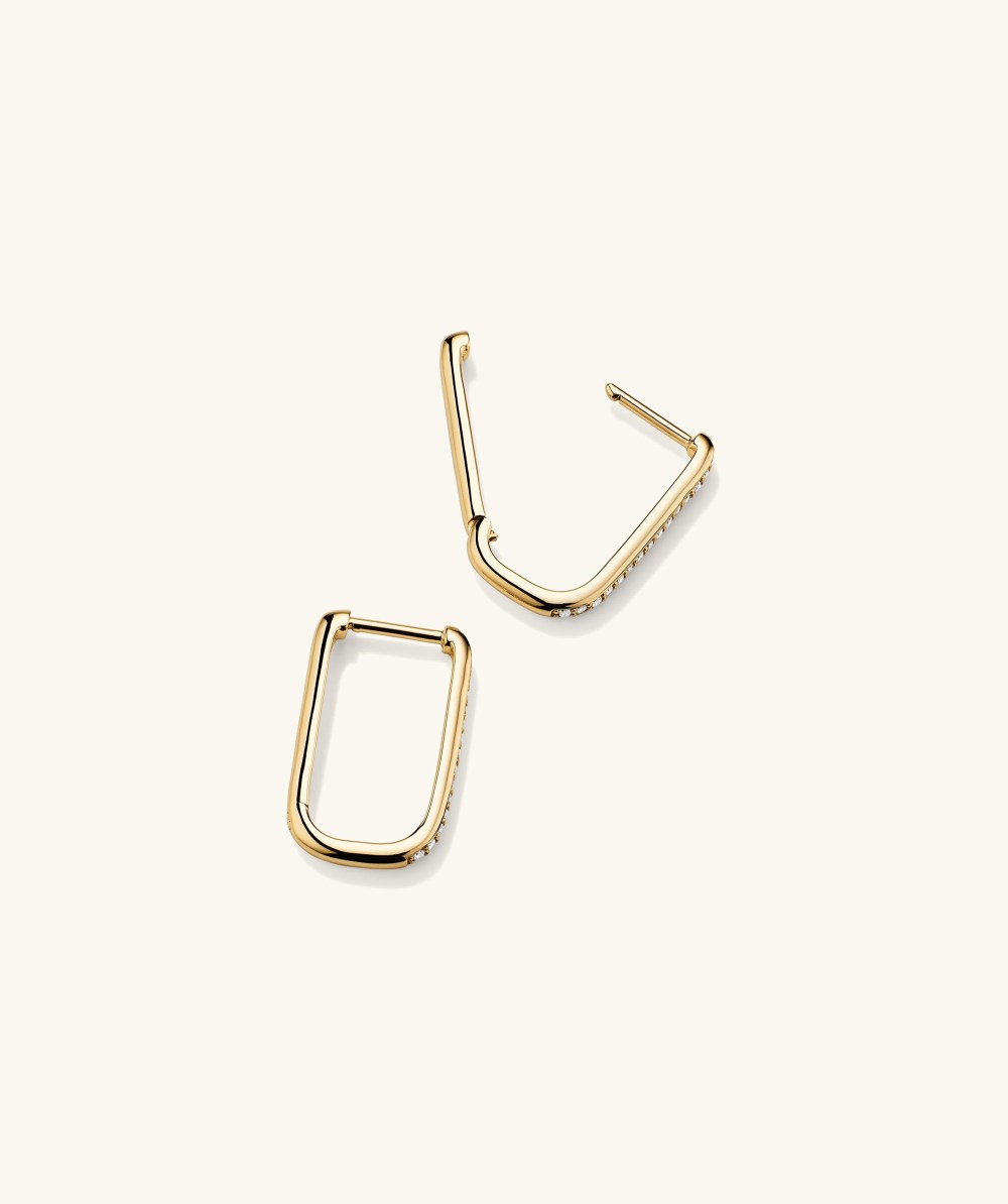 Mejuri Pave Diamond Medium U Hoops - 14k Yellow Gold Canada Store
