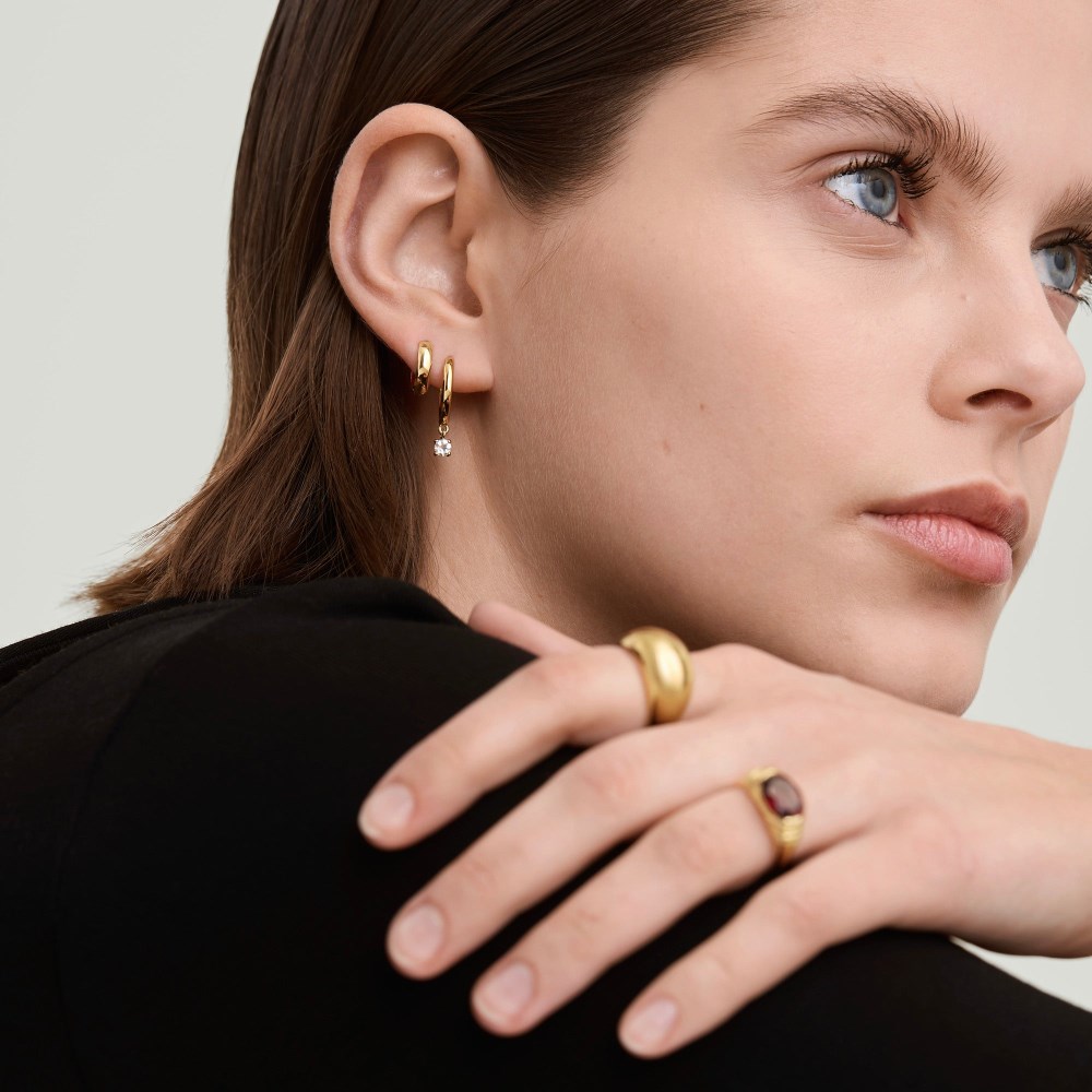 Mejuri Round Topaz Hoops - Gold Vermeil Canada Store