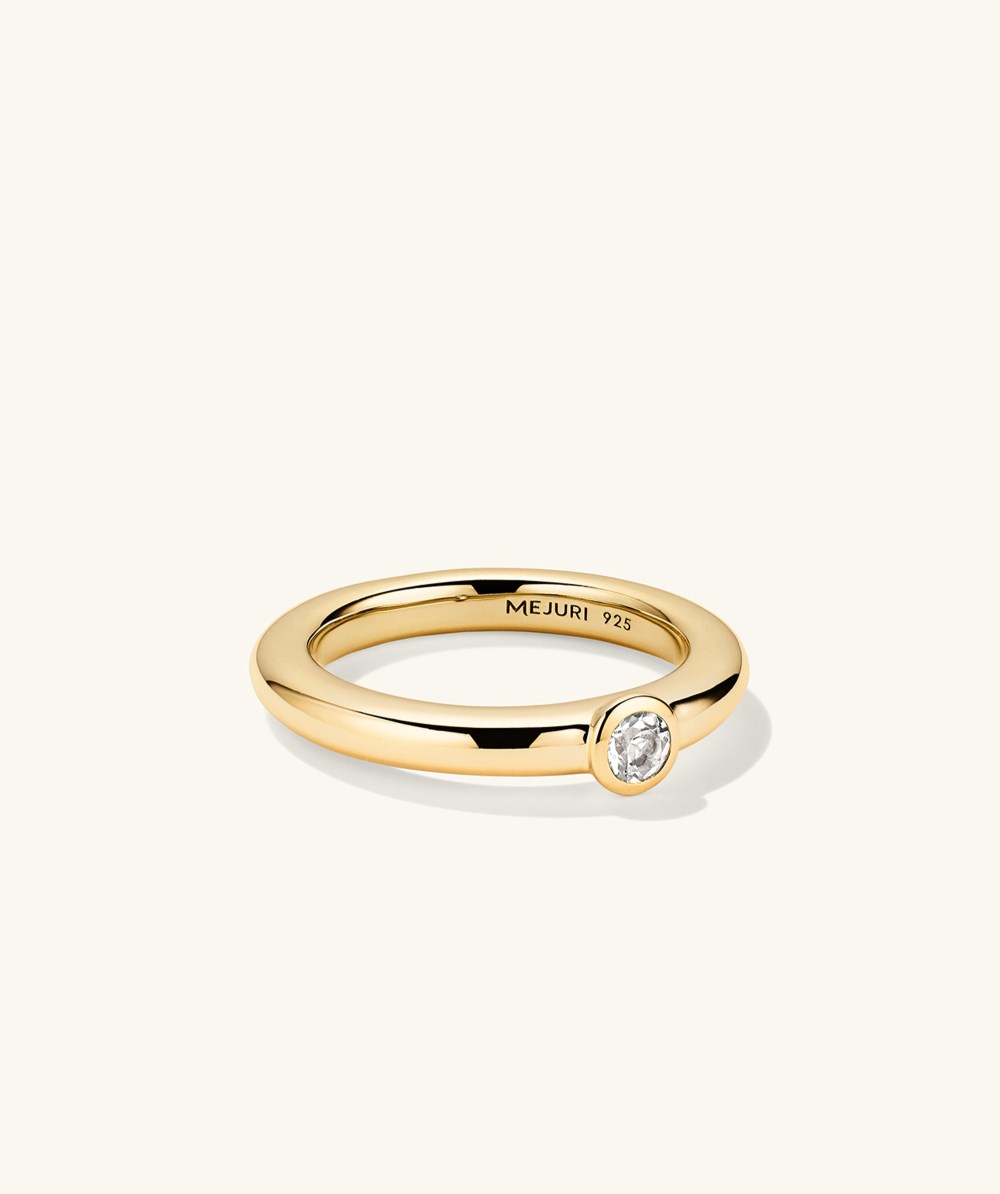 Mejuri Round Gemstone Stacker Ring - Gold Vermeil Canada Store