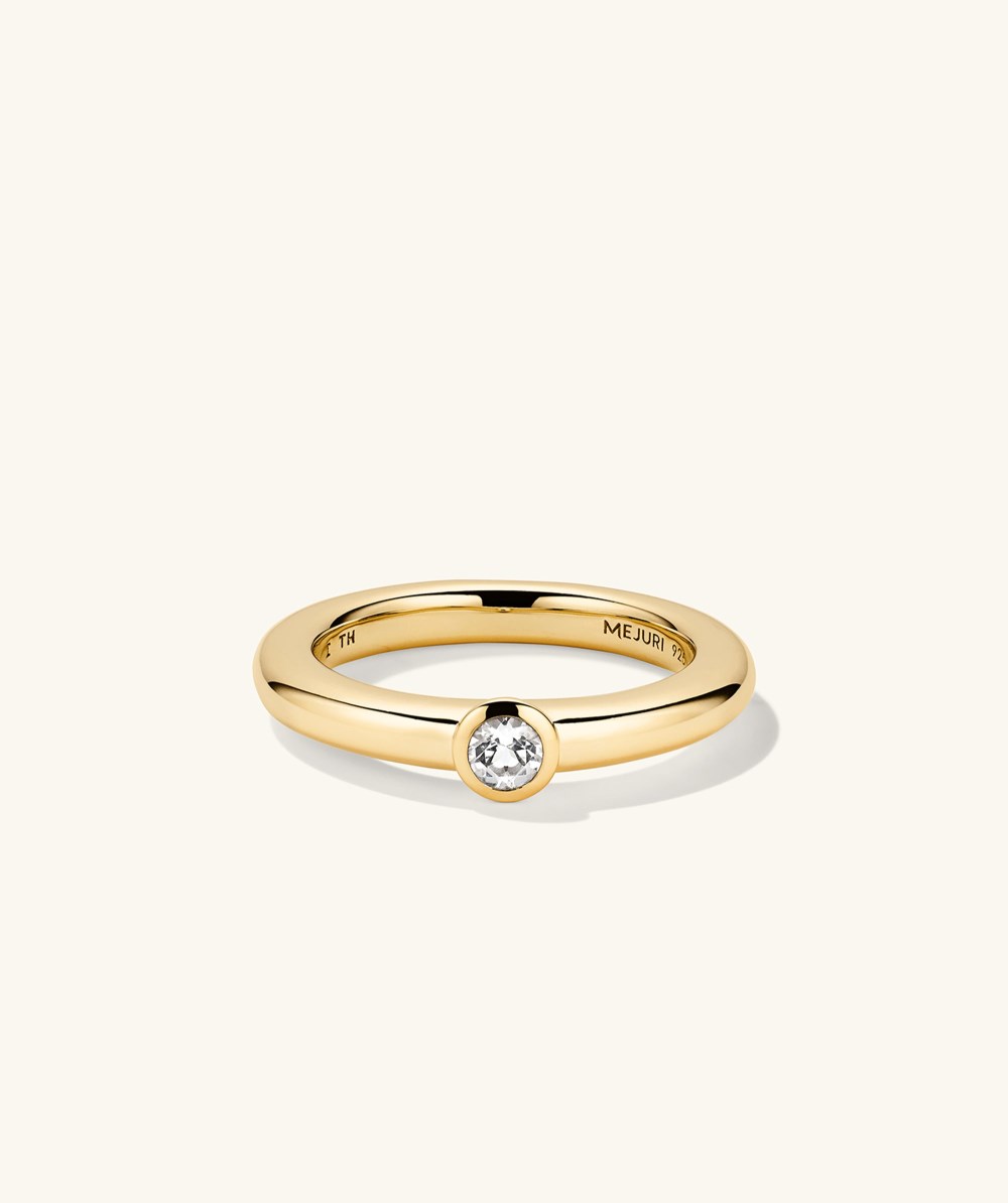 Mejuri Round Gemstone Stacker Ring - Gold Vermeil Canada Store