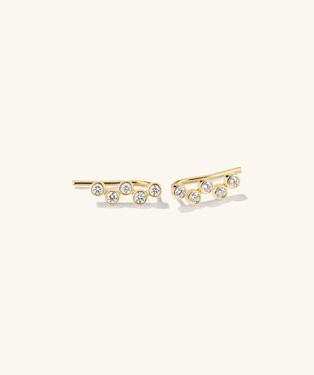 Mejuri Lab Grown Diamond Zig-Zag Climber Studs - 14k Yellow Gold Canada Store