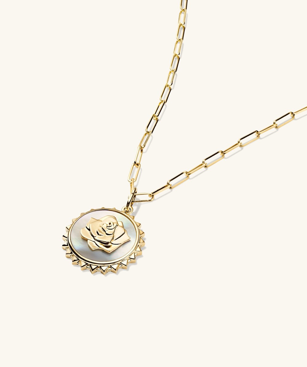 Mejuri Strength: Rose Pearl Coin Charm Pendant - 14k Yellow Gold Canada Store