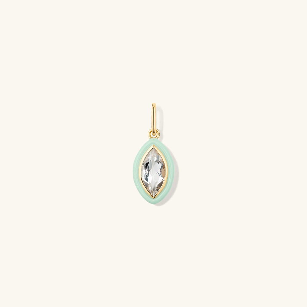 Mejuri Mosaic Enamel Marquise Pendant - Gold Vermeil, Pistachio Enamel Canada Store