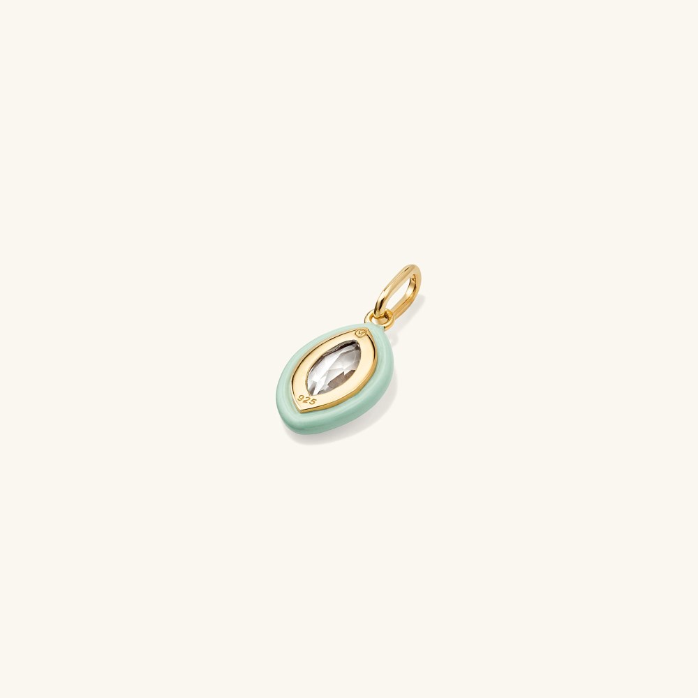Mejuri Mosaic Enamel Marquise Pendant - Gold Vermeil, Pistachio Enamel Canada Store