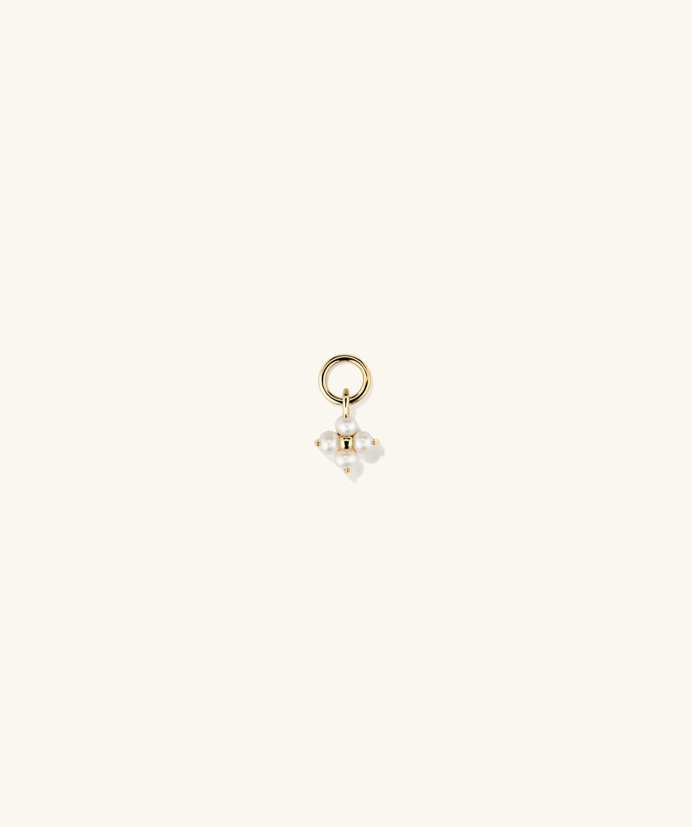 Mejuri Cluster Pearl Hoop Charm - 14k Yellow Gold Canada Store