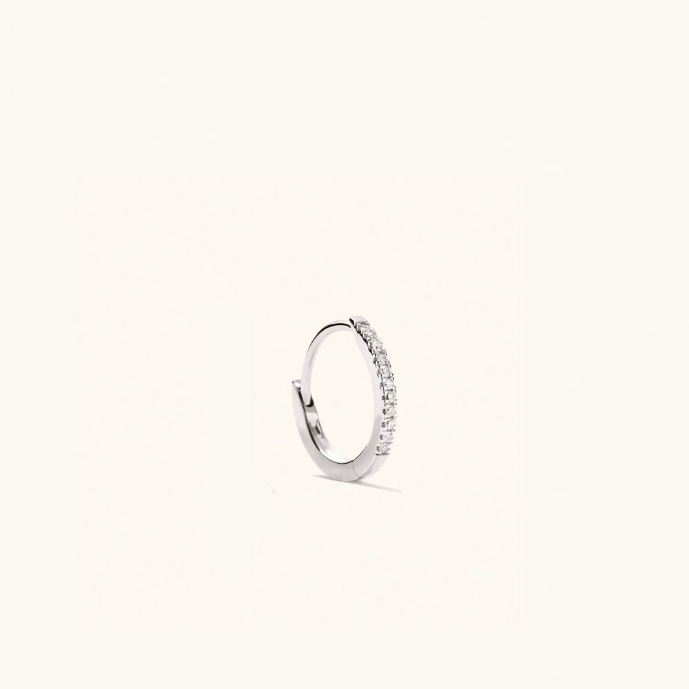 Mejuri Single Pavﾨﾦ Diamond Huggie Hoop - 14k White Gold Canada Store