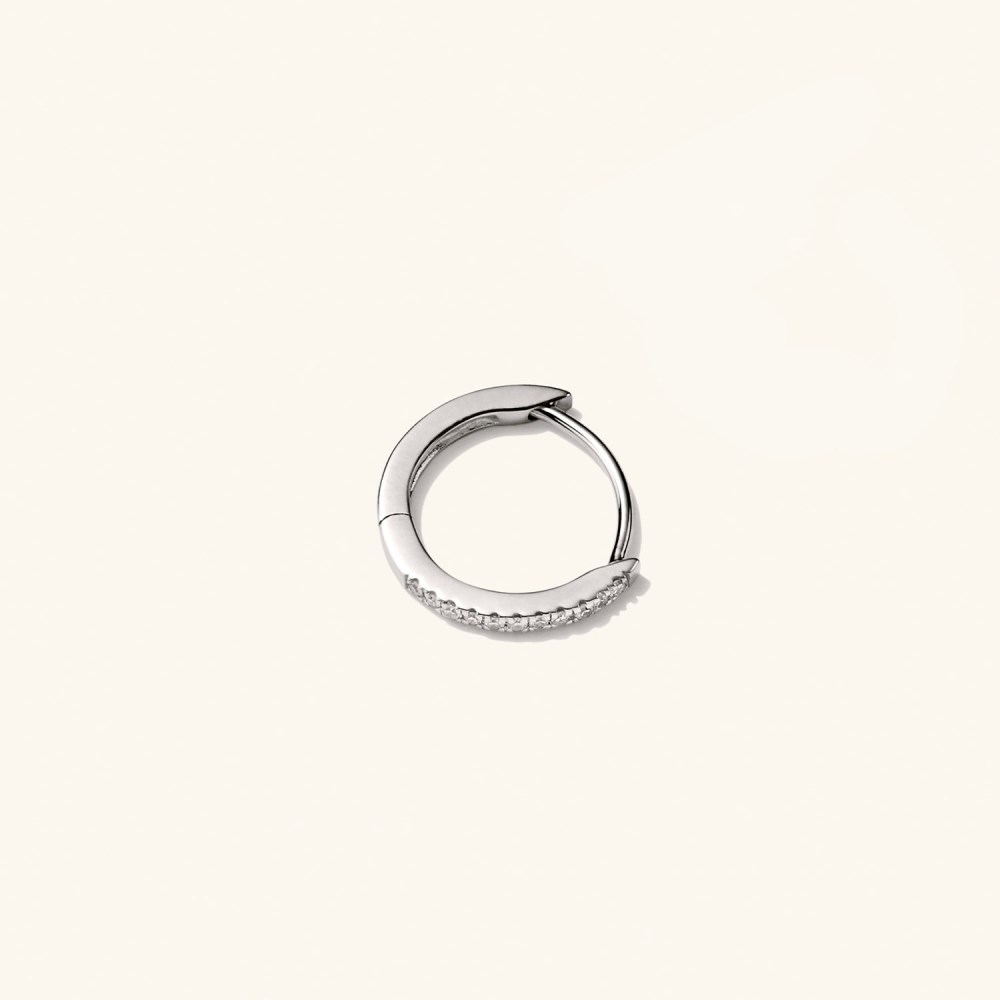 Mejuri Single Pavﾨﾦ Diamond Huggie Hoop - 14k White Gold Canada Store