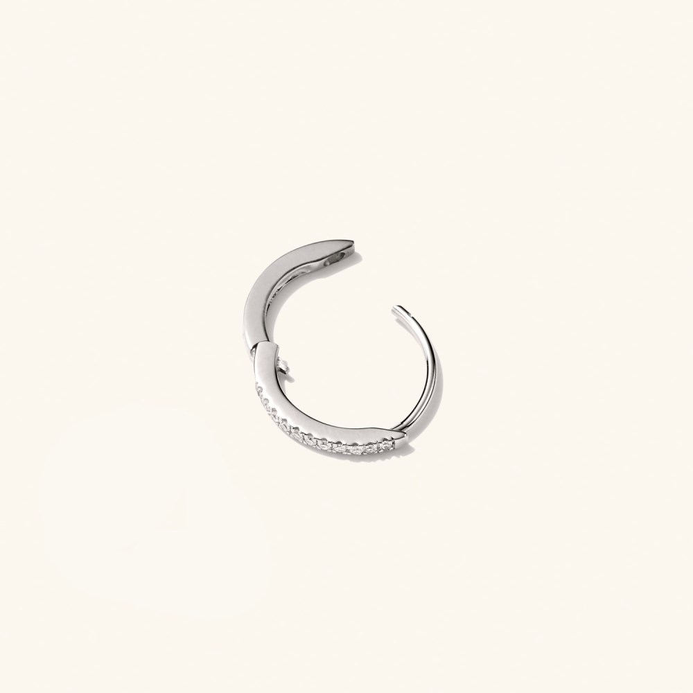 Mejuri Single Pavﾨﾦ Diamond Huggie Hoop - 14k White Gold Canada Store