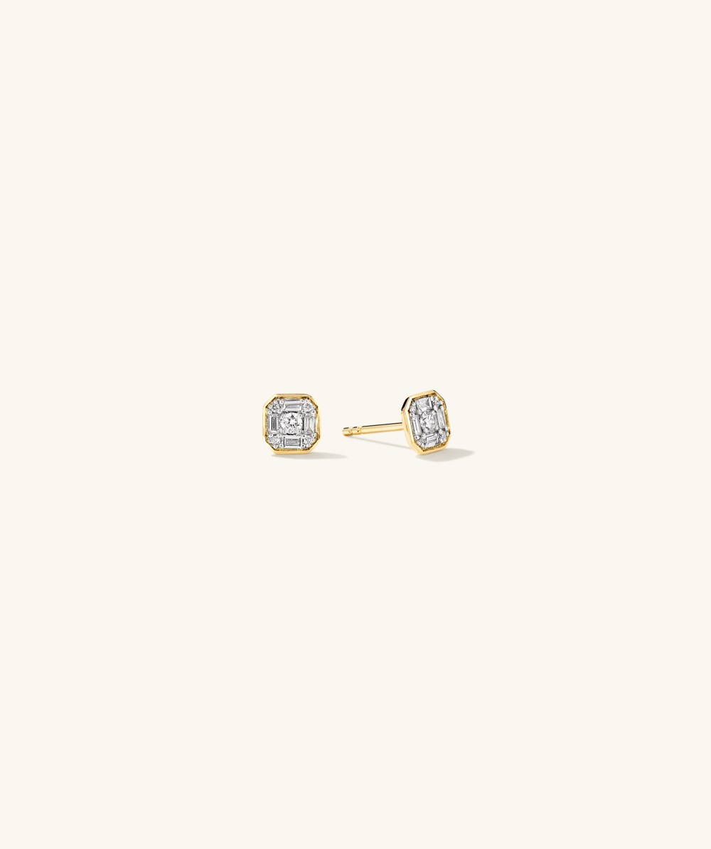 Mejuri Mosaic Cushion Diamond Studs - 14k Yellow Gold Canada Store