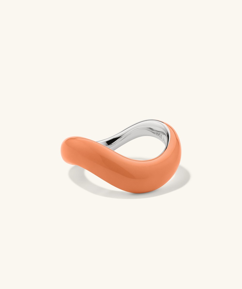 Mejuri D?me Figure Ring - Sterling Silver, Apricot Enamel Canada Store