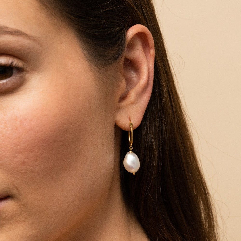Mejuri Organic Pearl Hoops - Gold Vermeil Canada Store