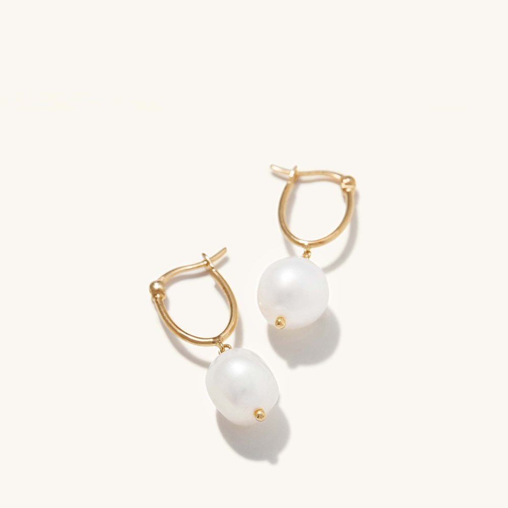 Mejuri Organic Pearl Hoops - Gold Vermeil Canada Store