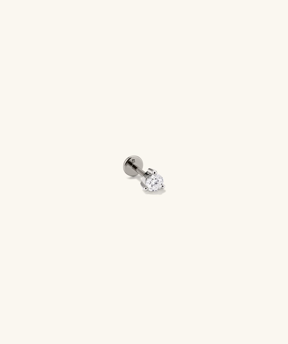 Mejuri Piercing Studio - Round Diamond Flat Back Stud - 14k White Gold Canada Store