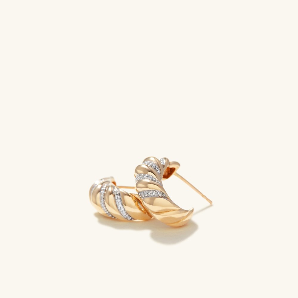 Mejuri Pavﾨﾦ Diamond Croissant D?me Hoops - 14k Yellow Gold Canada Store