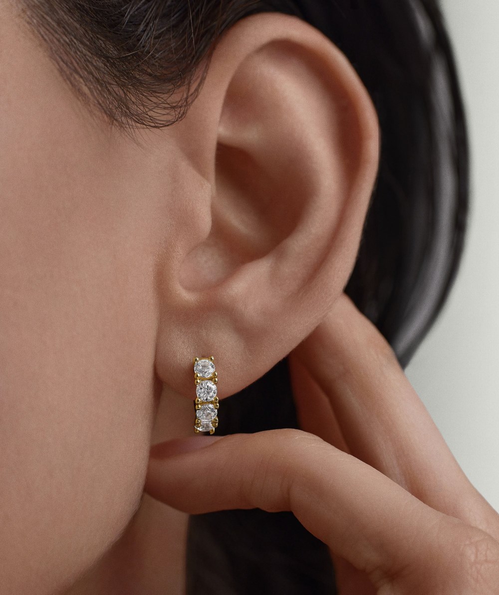 Mejuri Lab Grown Sapphire Huggies - Gold Vermeil Canada Store