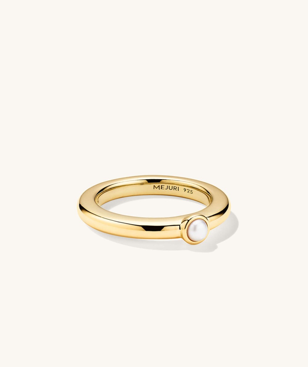 Mejuri Pearl Stacker Ring - Gold Vermeil Canada Store
