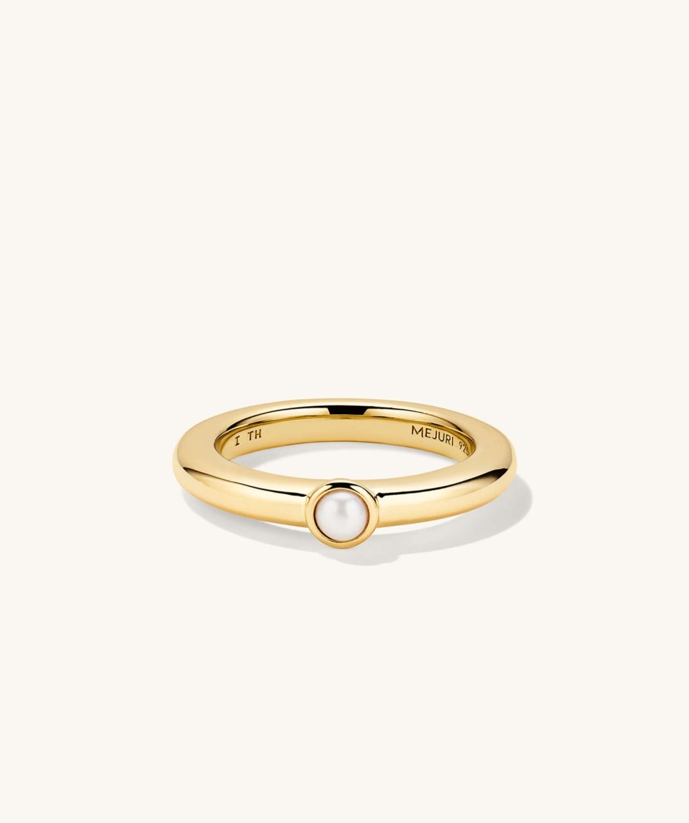 Mejuri Pearl Stacker Ring - Gold Vermeil Canada Store