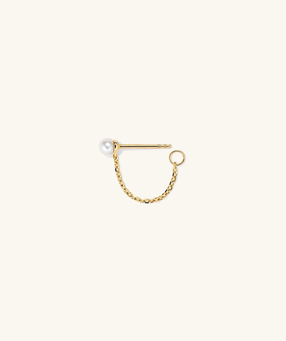 Mejuri Single Pearl Chain Stud - 14k Yellow Gold Canada Store