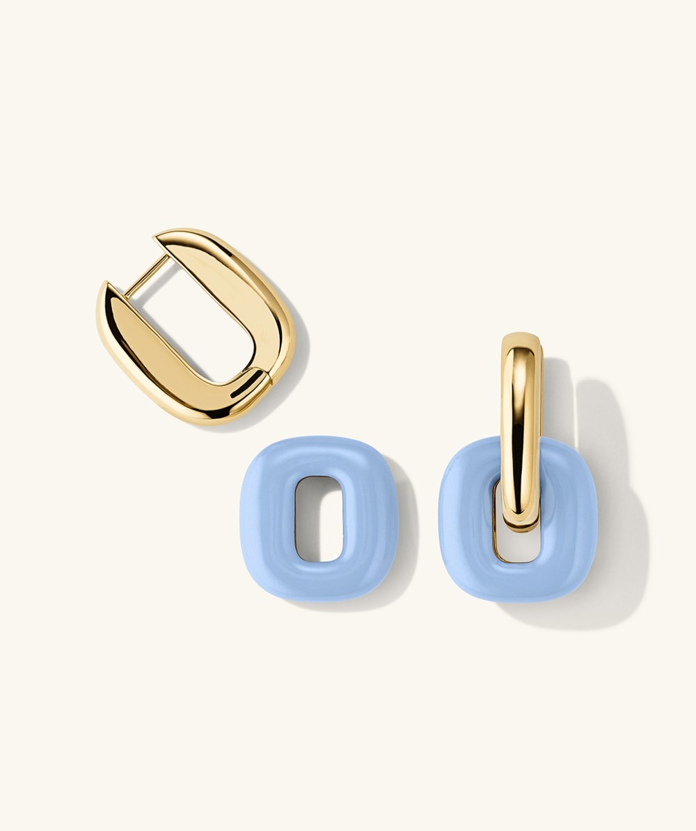 Mejuri Stevie Hoops - Gold Vermeil, Light Blue Enamel Canada Store