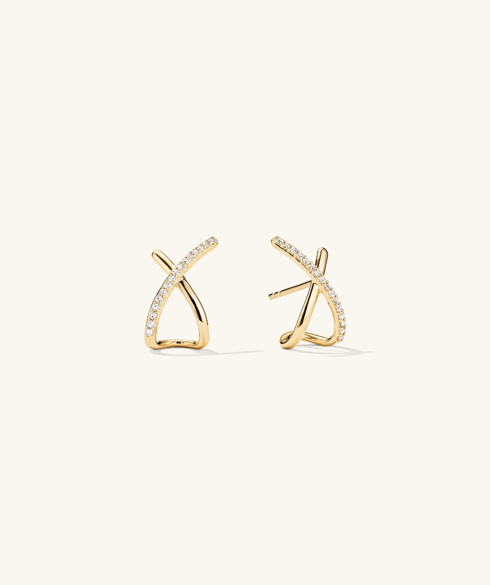 Mejuri Pavﾨﾦ Diamond X Oversized Studs - 14k Yellow Gold Canada Store