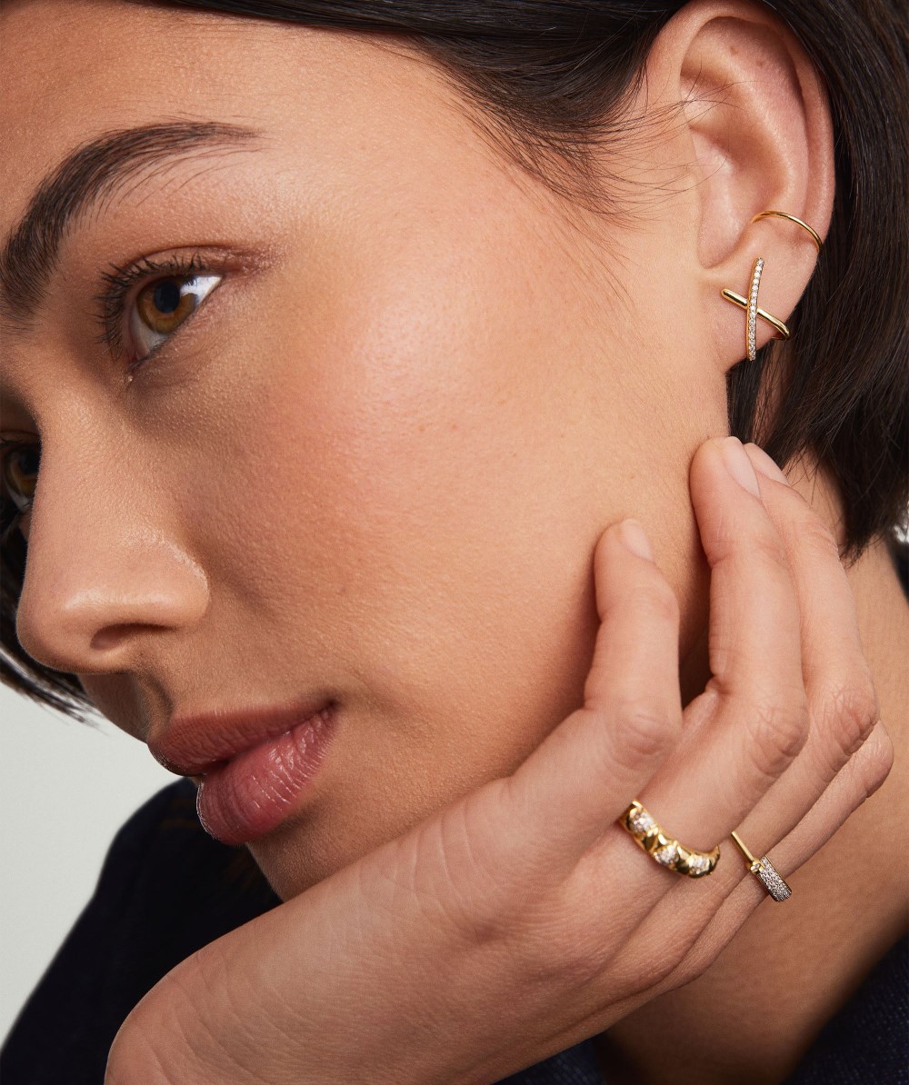 Mejuri Pavﾨﾦ Diamond X Oversized Studs - 14k Yellow Gold Canada Store